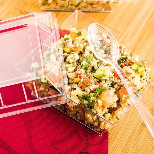 Miniatura 9 de Restaurantware Kova Bowls grandes de 16 onzas, 100 cuencos de ensalada desechables, tapas se venden por separado, cuencos de plástico transparente