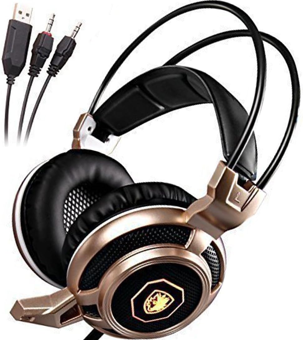 SADES Arcmage 3.5mm Stereo Gaming Headset with Mic, Gold