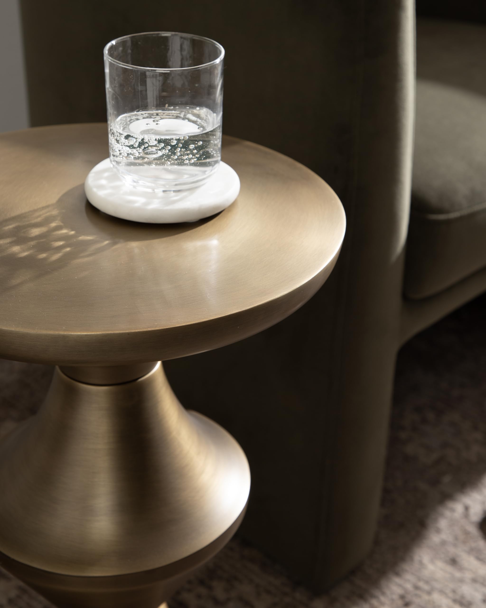 Kate and Laurel Zavalia Modern Metal Round Side Table, 13 x 13 x 22, Antique Brass, Sculptural Circle End Table for Use as Unique Bedroom Nightstand or Pedestal Martini Table