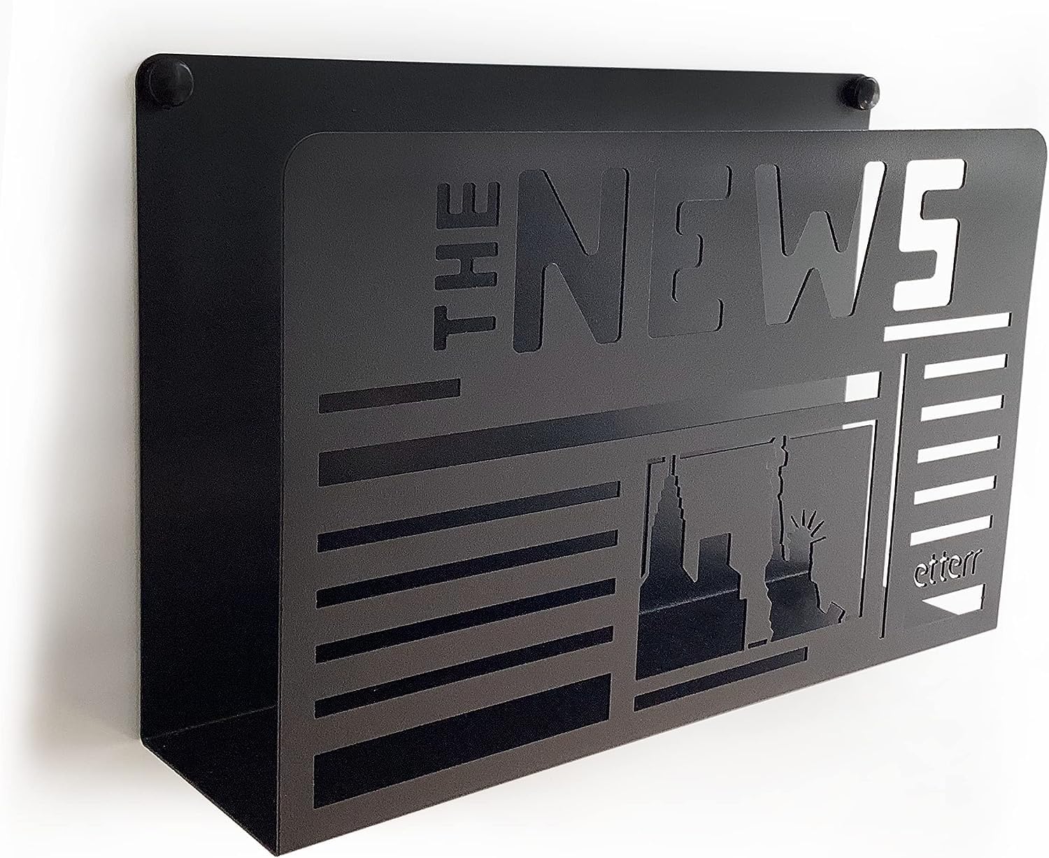 Porte-revues Mural Design « Magazine » - En Acier Laqué Noir - Minimaliste Et Moderne