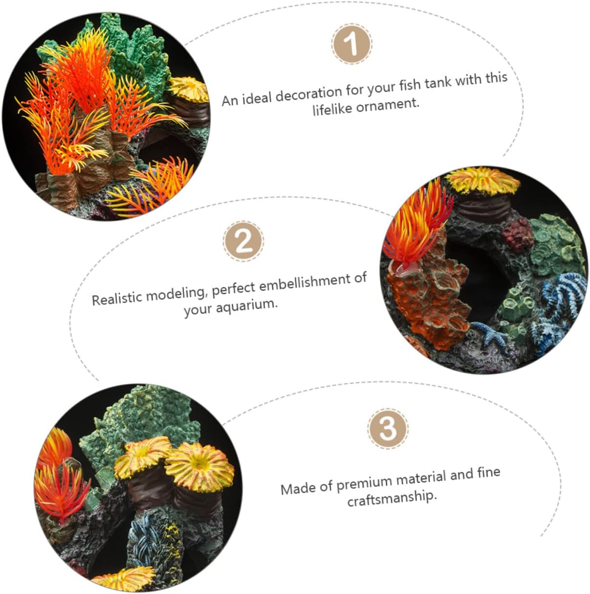 1pc Fish Tank Coral Ornaments Coral Plant Ornament Decor Kit Artificial Ornament Aquarium Coral Aquarium Moss Arch Landscape Adornment Coral Reef Cave Topper J