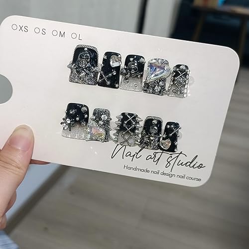 10Pcs Gothic Duck Nails Handmade Thick Press on Nails with