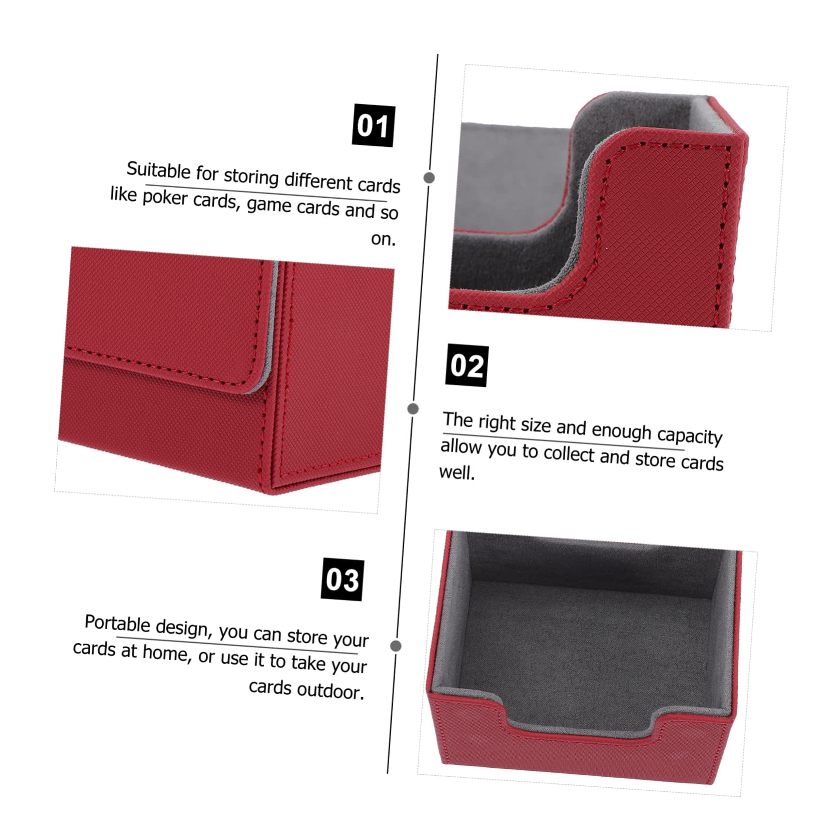 Lurrose 3pezzi Scatola Porta Carte Pu Leather Organizer Per Giochi Di Carte Design Portatile e Antiscratch e Giocatori Per Amici e Famiglia