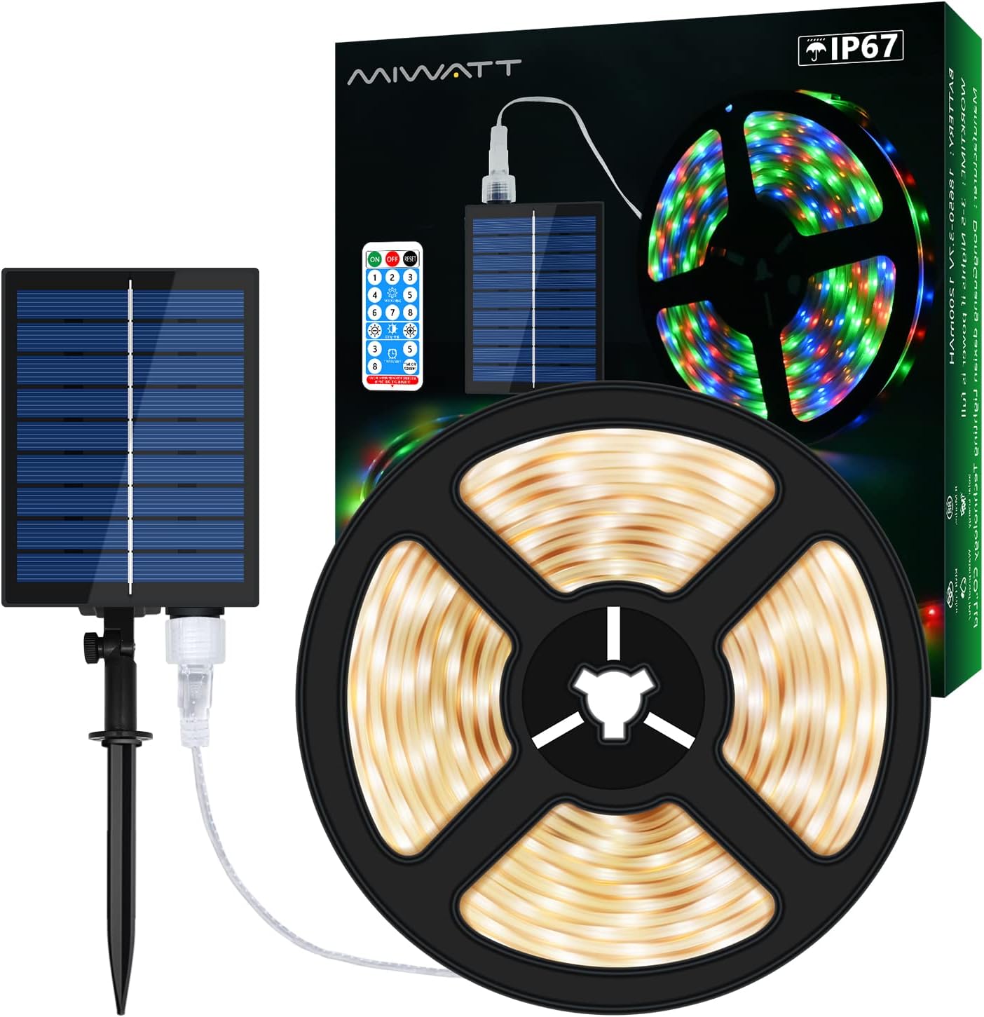 Solar Strip Lights, 5M 280 LED Warm White Outdoor Rope Light with