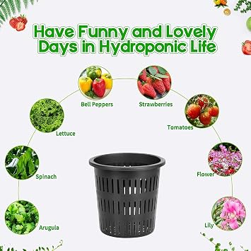 12CM Net Cups (12 Pack), Net Pots for Hydroponics, Orchids Mesh Baskets Pots Heavy Duty Hydroponics Supplies with Wide Lip