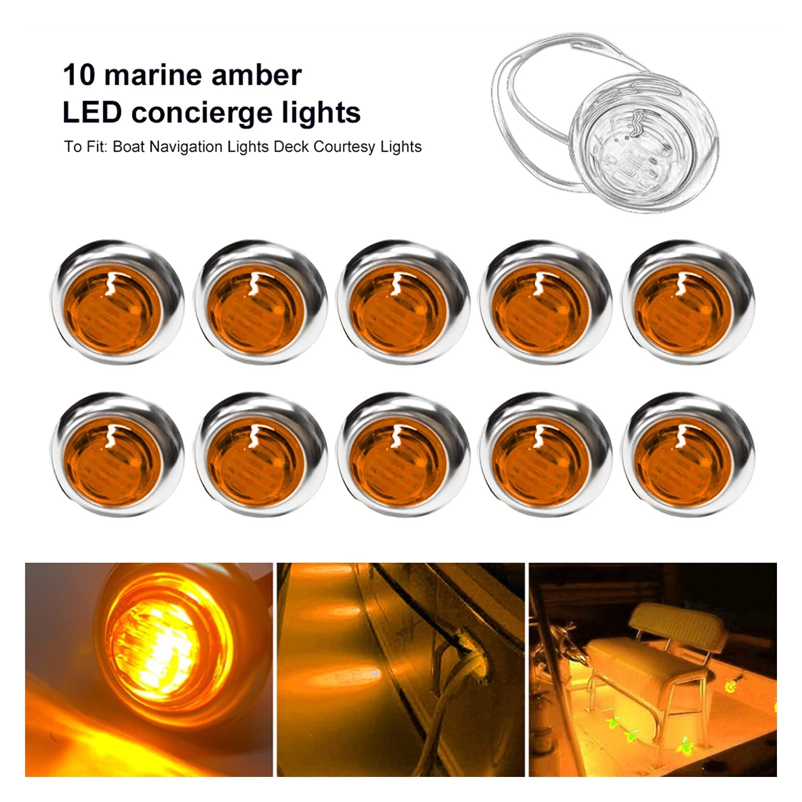Luci di Navigazione 1.2V-DC 1 0pcs.GUIDATO Lampada da Barca Marina Impermeabile 3 GUIDATO Deck Luce di Cortesia 3/4"di Navigazione Rotondo Blu Barca Illuminazione Interni