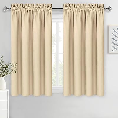 DWCN Brown Blackout Curtains for Bedroom – Rod Pocket Thermal Insulated Energy Saving Drapes for Living Room and Bedroom, W 38 x L 54 Inch, 2 Panels