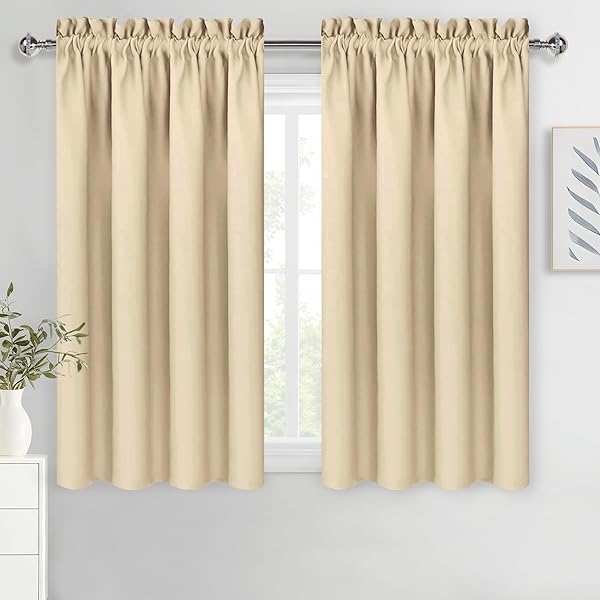 DWCN Brown Blackout Curtains for Bedroom – Rod Pocket Thermal Insulated Energy Saving Drapes for Living Room and Bedroom, W 38 x L 54 Inch, 2 Panels