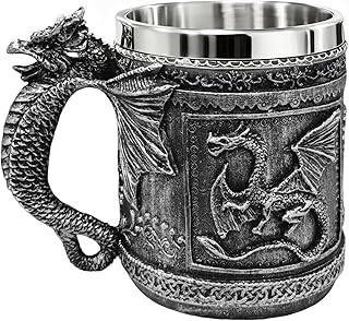 Viking-style 16-ounce dragon stein with sculpted dragon handle