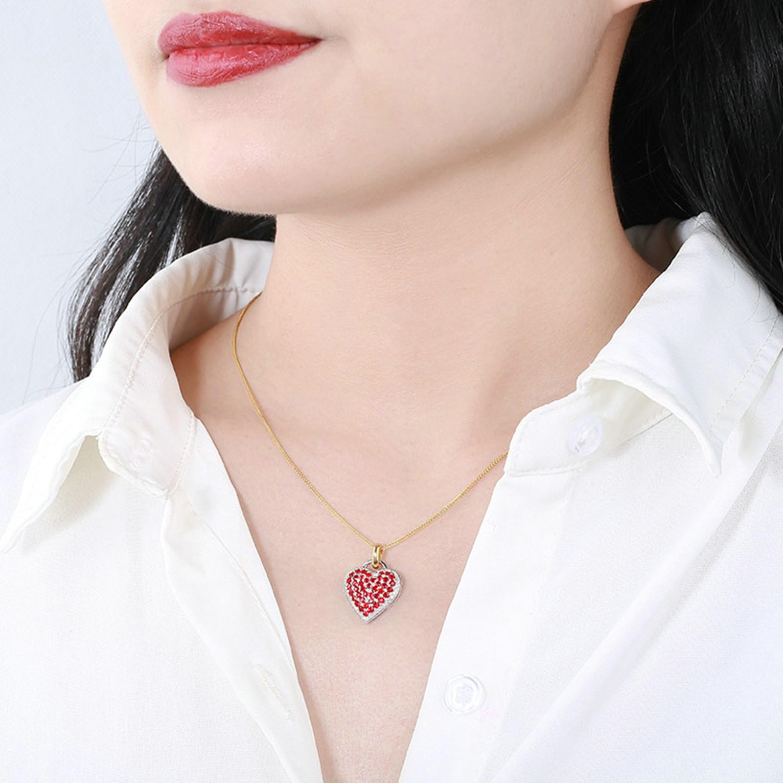 Colgante de corazón bicolor 375 585 750 con rubí 1,1 ct