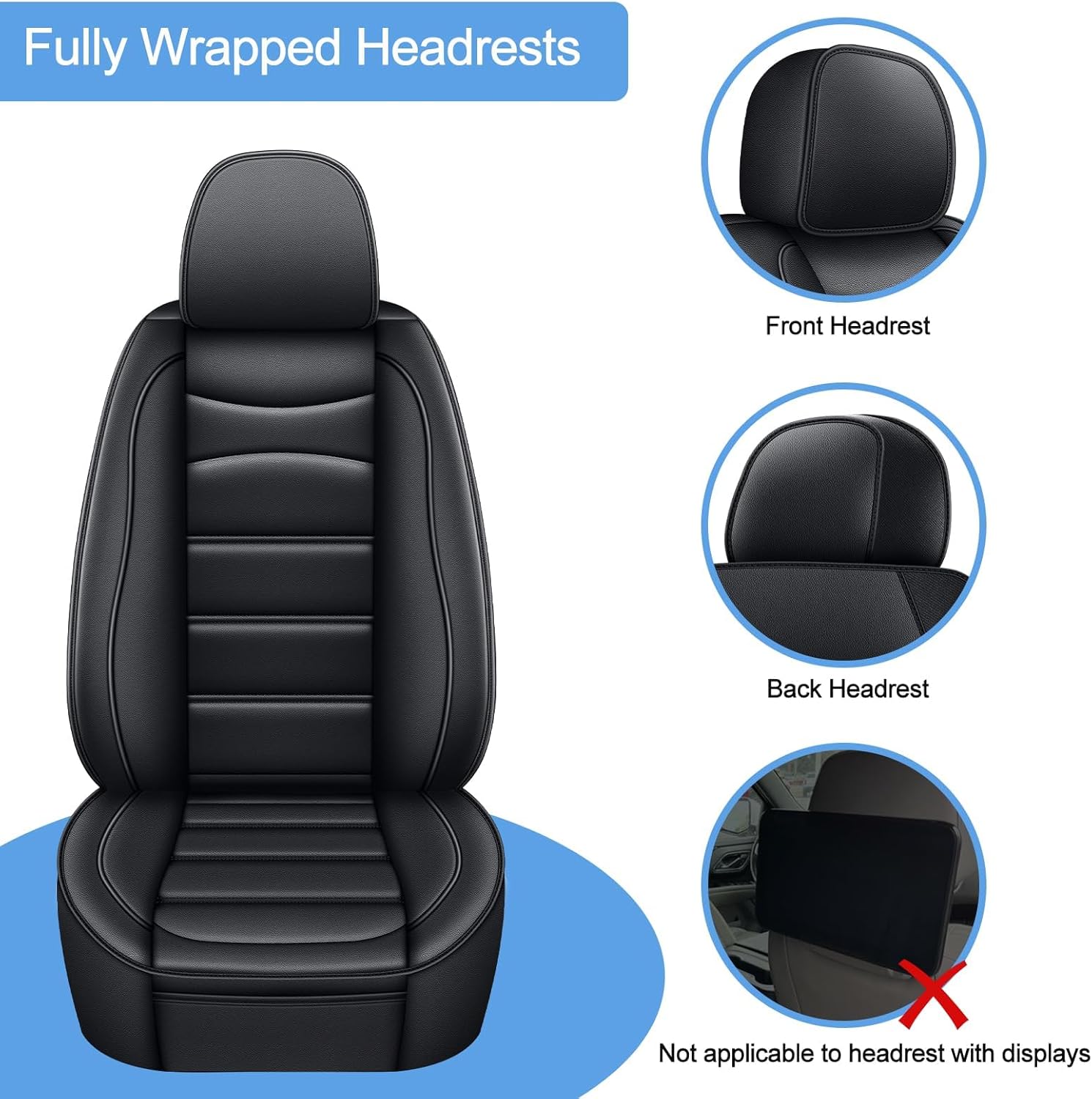 Car Seat Covers Custom Fit for GMC Yukon 2007-2025 8 Seats: Waterproof Faux Leather Seat Covers Automotive Seat Protectors with 3 Storage Bags(Black)
