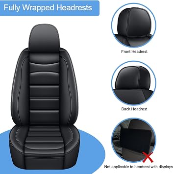 Seat Covers Custom Fit for GMC Yukon 7 Seats: 2007-2025 Waterproof Faux Leather Automotive Seat Covers Airbag Compatible Car Seat Protectors with 3 Storage Bags(Black)