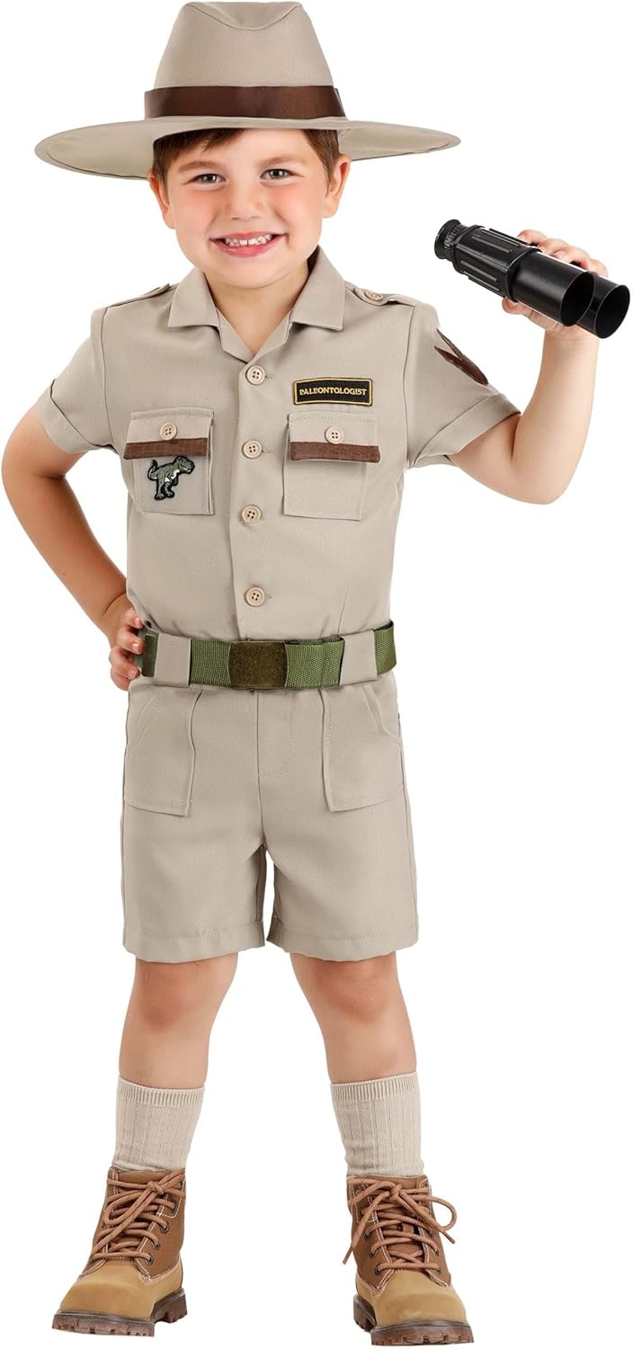 Toddler Paleontologist Costume for Kids | Includes Shirt, Shorts, Belt, & Hat | Halloween or Imaginative Play - Image 2