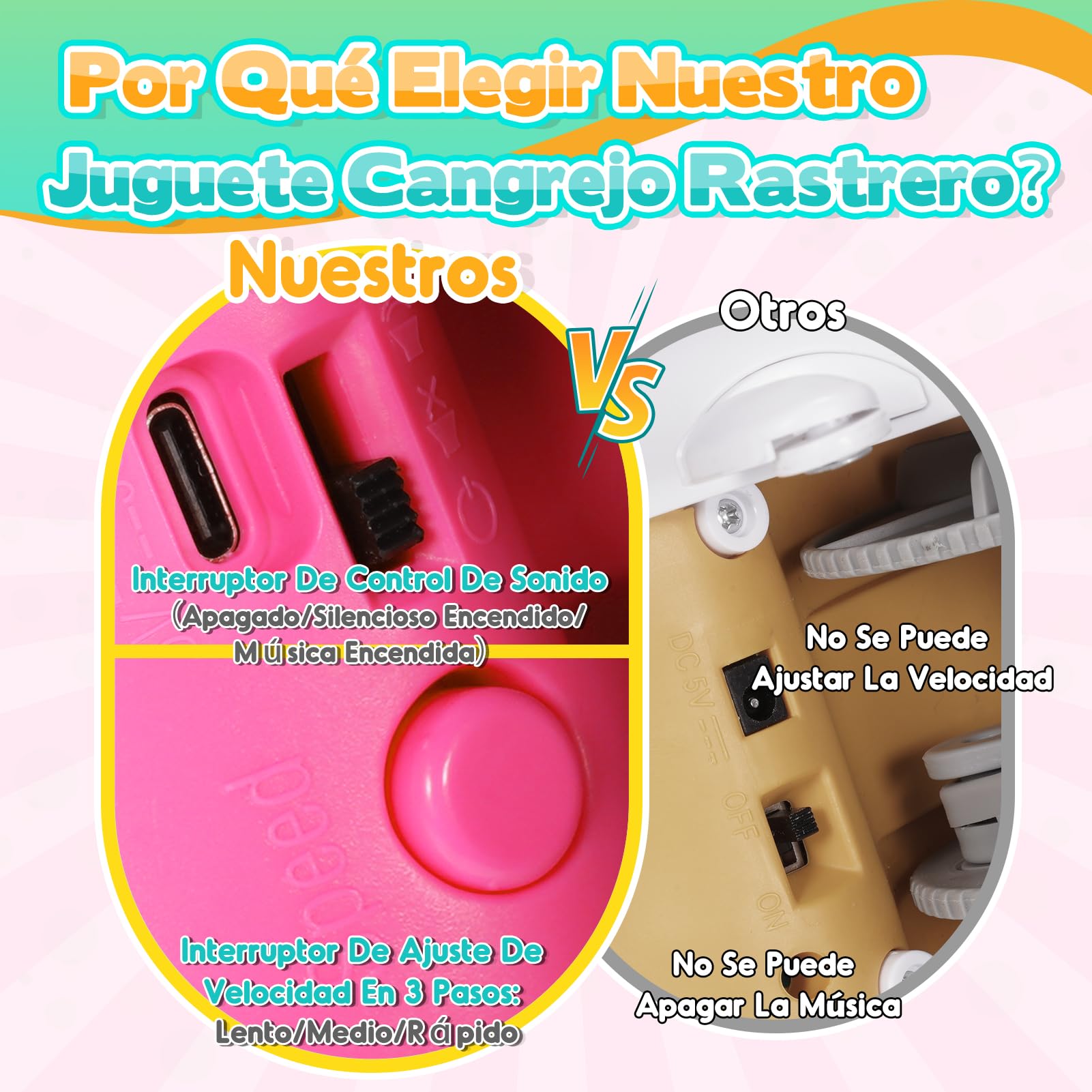 iKidiki Juguetes Niña 1 2 3 4 Años, Cangrejo Juguete Bebe Regalo Niña 1-4 Años Cangrejo Tummy Time Bebe Juguetes para Bebes de 6 a 12 Meses Juegos Educativos Niños 1-4 Años Regalos Cumpleaños Niños