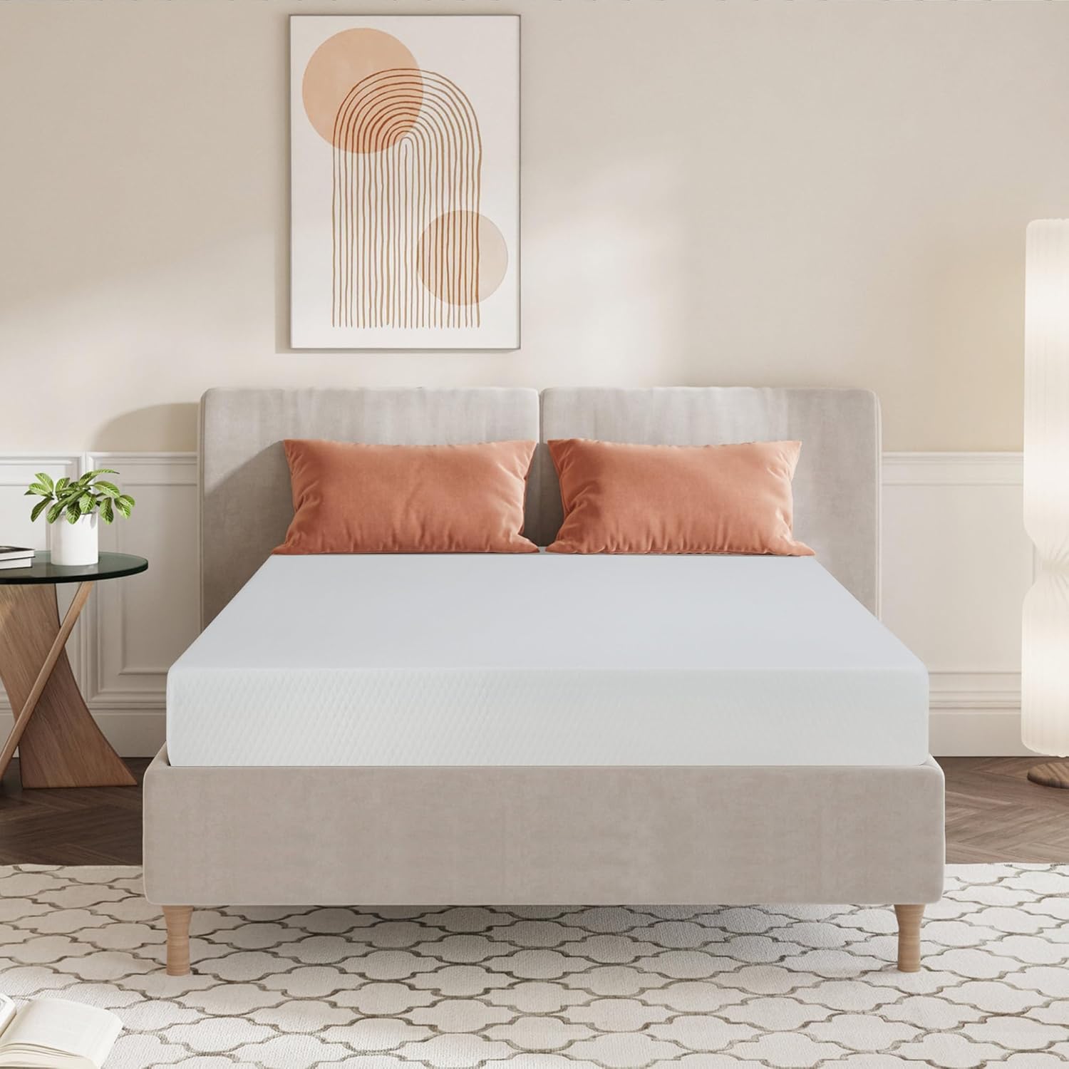 King Size Mattress, Bamboo Charcoal Mattress Medium Firm King Mattress, Fiberglass Free Certipur-Us Certified Memory Foam Mattress with Breathable Soft Cover for Cool Sleep & Pressure Relief, (8 In)
