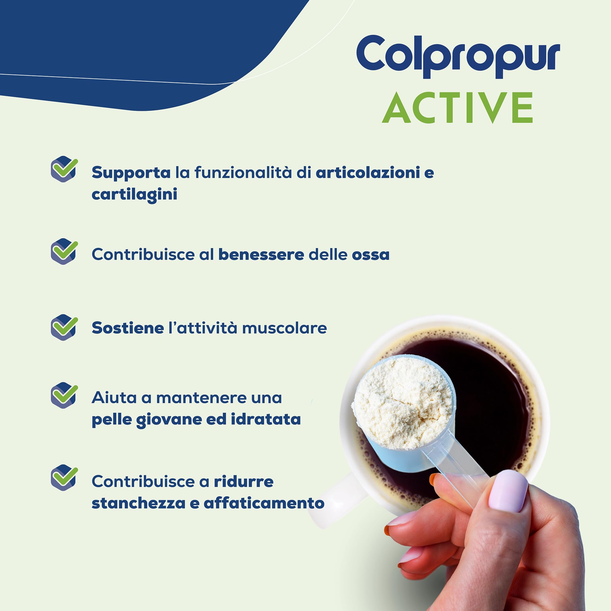 Colpropur Active Gusto Neutro – Collagene Idrolizzato in Polvere da Bere - Peptidi di Collagene, Integratore per Ossa, Muscoli e Articolazioni – 330g