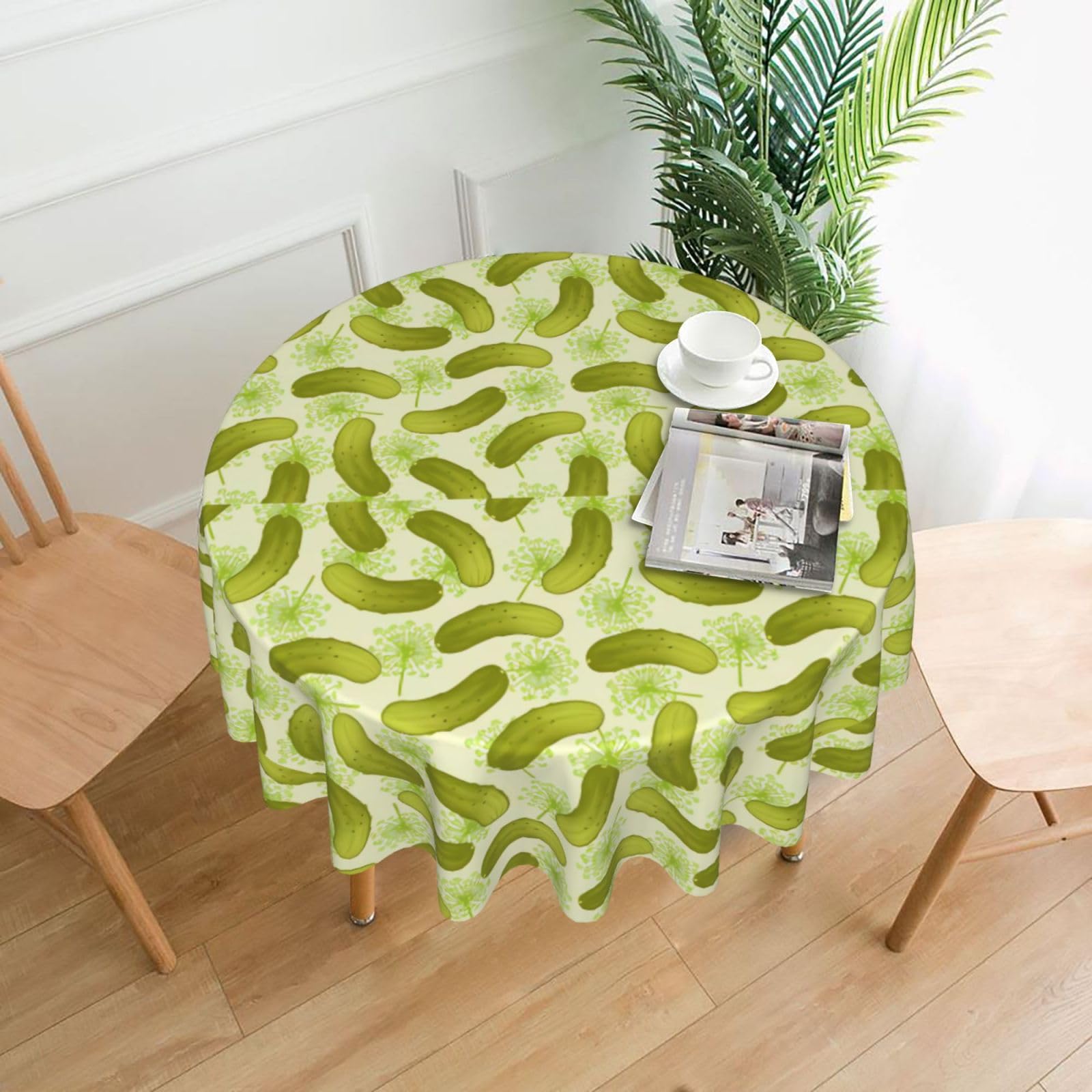 WHJSSF Sushi Dill Pickles Prints Round Decorative Table Throw 60 Inch – Waterproof Table Cover for Dining, Coffee Tables, and Outdoor Events