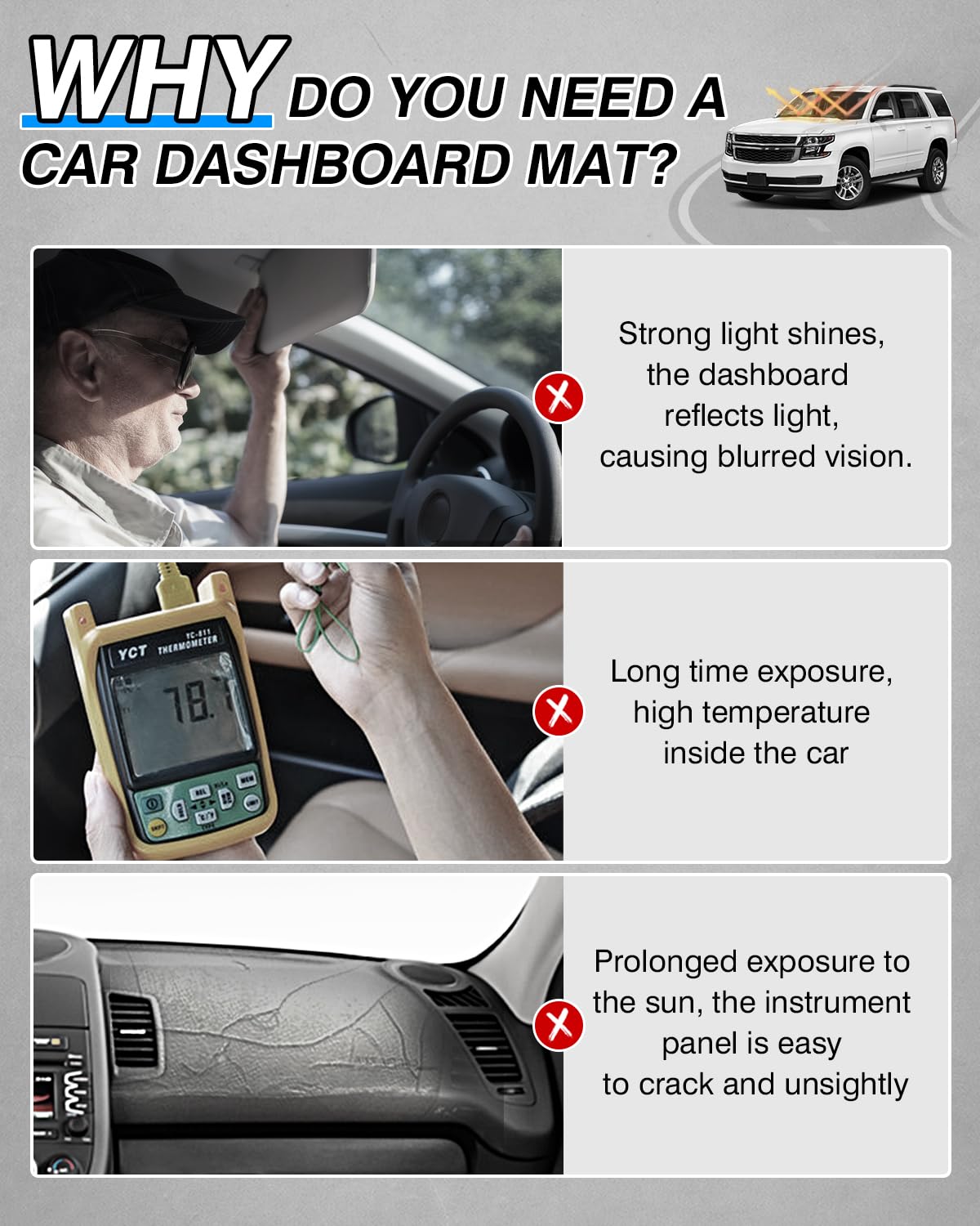 Car Dashboard Cover Pad – Black Carpet Mat For Blazer 2019-2024