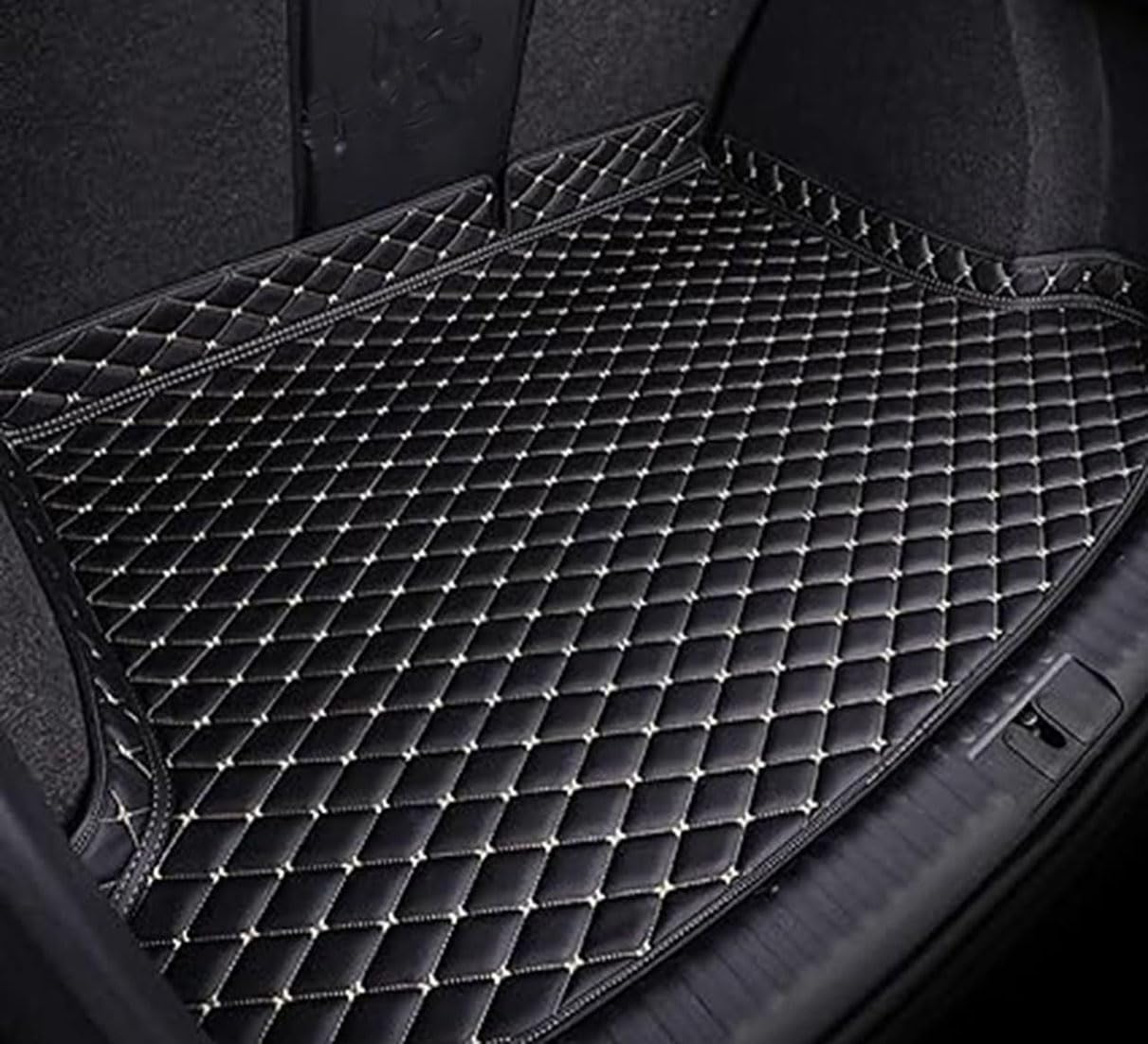 Henchenh A/Black-Beige Cr Lether Boot Liner For Renult Scenic E-Tech Electric V 2023 2024 2025,Uto Wterproof Boot Mts Nti-Slip Trunk Mt Protector Pd Interior Ccessories,