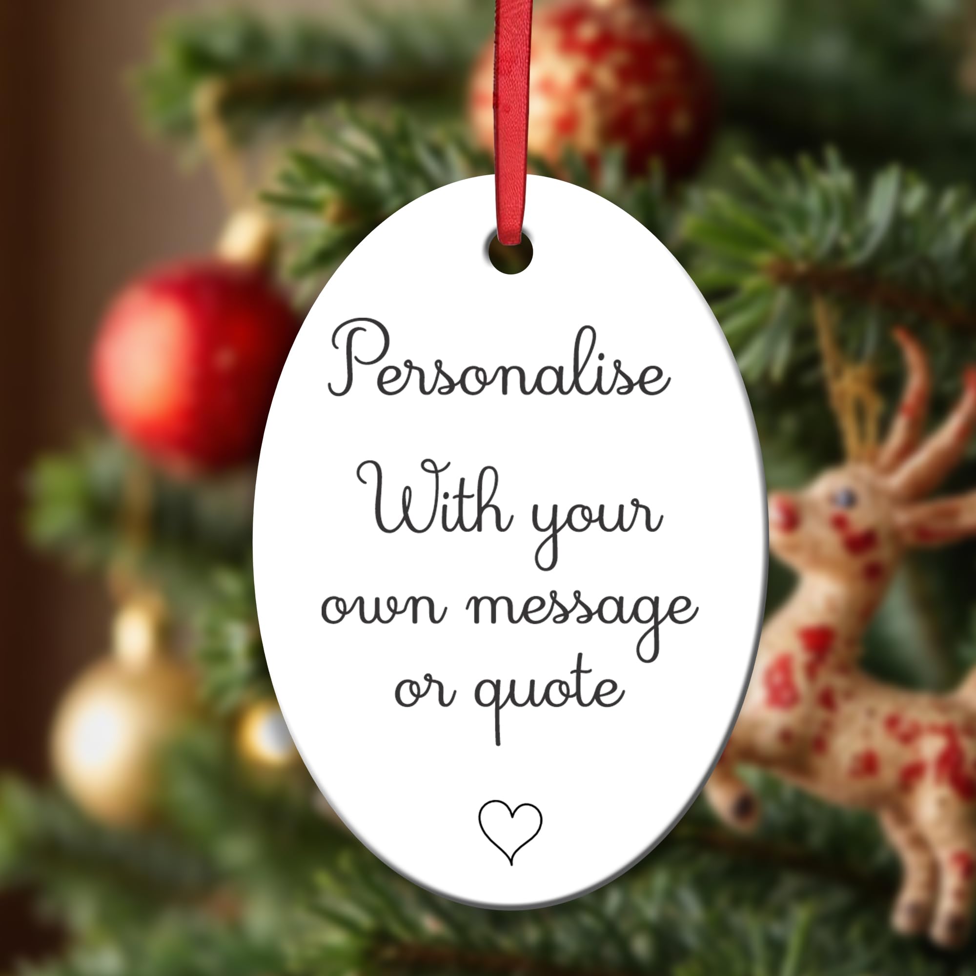 KreateSquare Personalised Christmas Baubles Oval Shape Ceramic Christmas