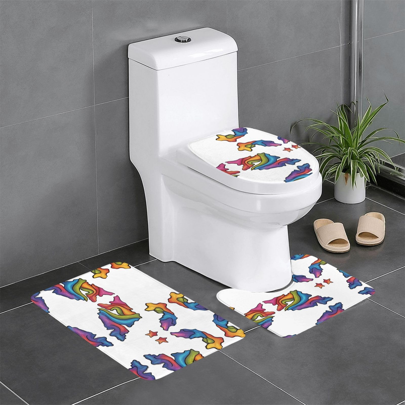 Tapis de salle de bain ultra absorbants et durables motifs étoiles 61x40,6 cm