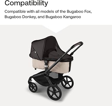 Bugaboo Mosquito Net for Fox, Donkey & Kangaroo Strollers Soft Mesh Insect Shield, Bassinet & Seat Cover, Easy One-Move Attachment