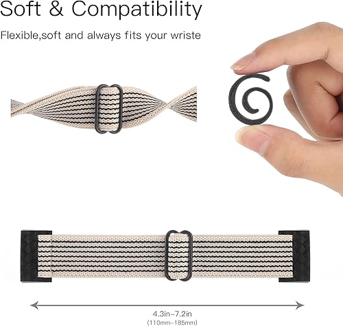 Miniatura 24 de YONWORTH Correa de reloj ajustable de nailon elástica compatible con Fitbit Charge 4/Charge 3/SE, correa elástica de nailon transpirable, correa