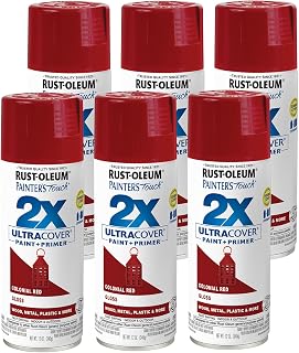 Rust-Oleum 334030-6PK Painter's Touch 2X Ultra Cover Spray Paint, 12 oz, Gloss Colonial Red, 6 Pack