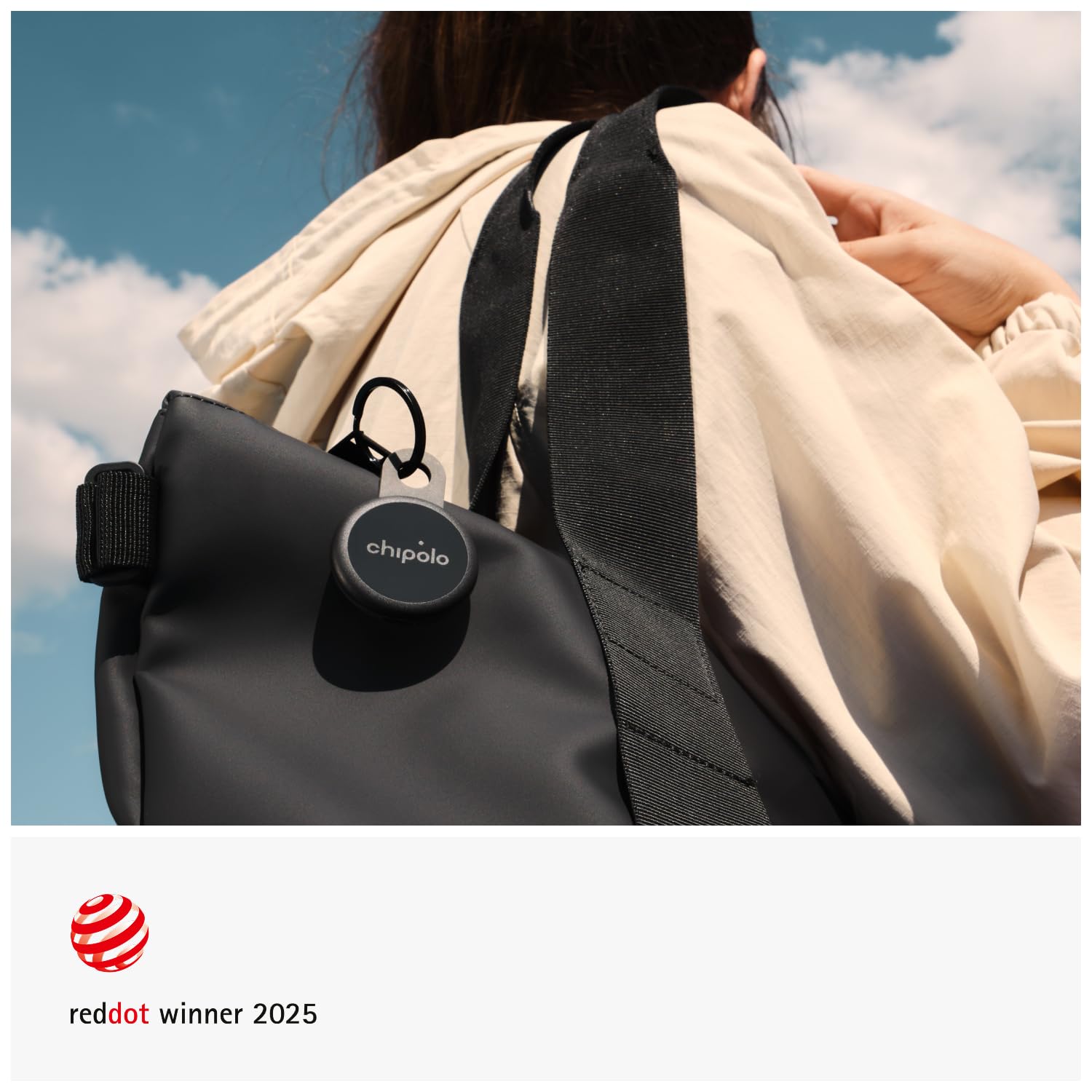 Chipolo LOOP - Tracker Bluetooth rechargeable pour clés et sacs, compatible Apple Localiser ou Google, Fais sonner ton téléphone & alertes hors portée Android