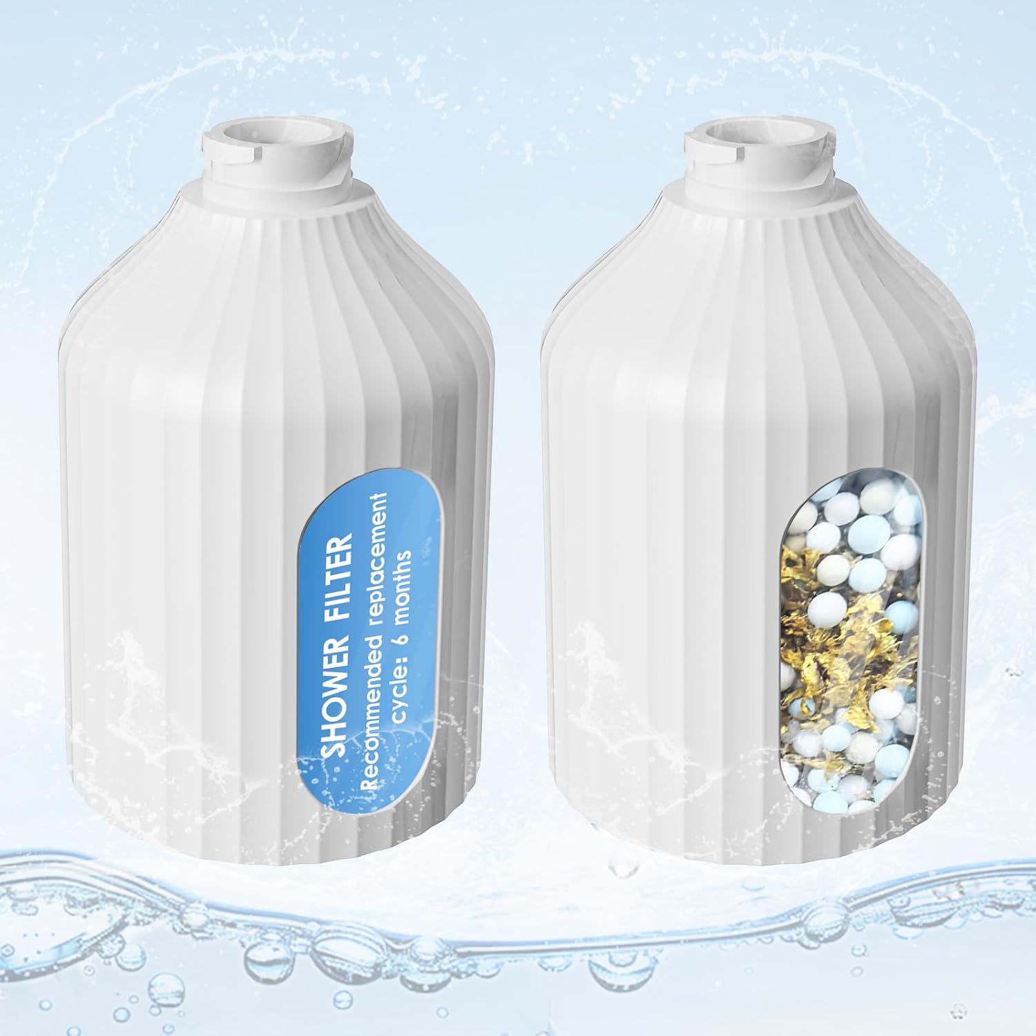 MIAOHUI Filter Rain Shower Head with 7 Settings Handheld Spray (Black) & MIAOHUI 2 Packs 8-stage Shower Filter Replacement Cartridge