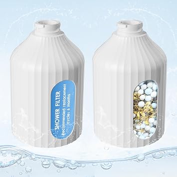 MIAOHUI 2 Packs 8-stage Shower Filter Replacement Cartridge, Bottle Shower Filter Refill Cartridge for MIAOHUI Dual Showerhead Combo, Showerhead Filters for Hard Water to Improve Skin and Hair