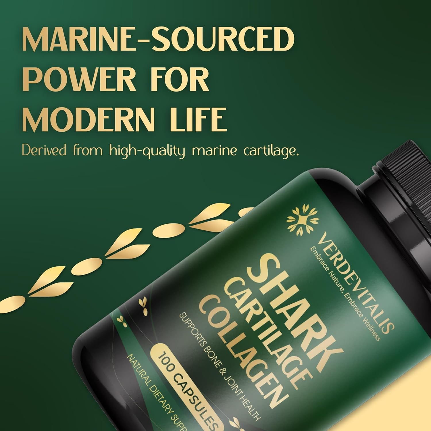 Fish Collagen Peptides Capsules – 100 Capsules | Fish Collagen Peptides | Supports Hair, Skin, Nails, Joints & Bones | Gluten-Free, Non-GMO | Made in USA