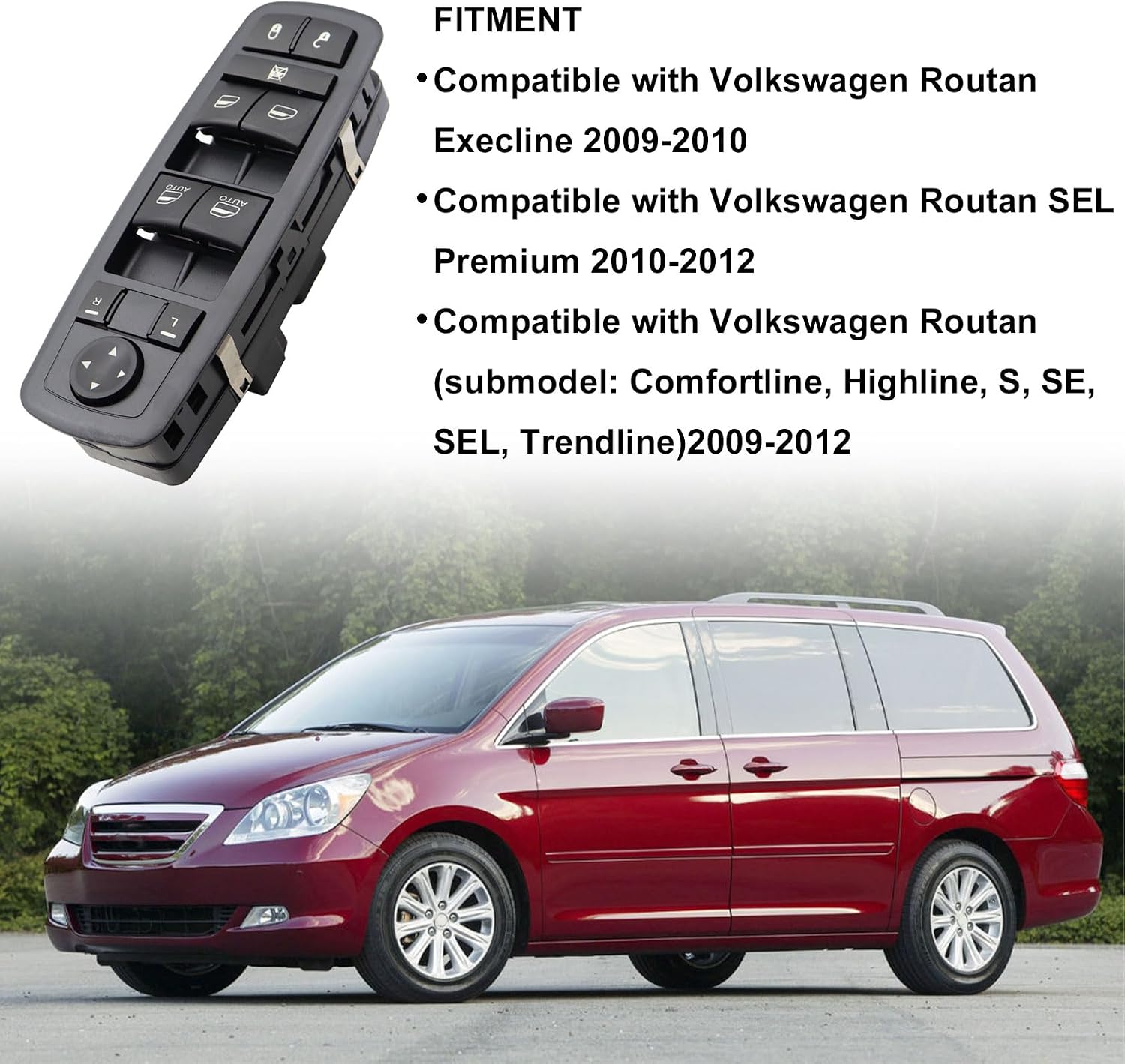 FZJDSD Driver Left Side Master Control Electric Power Window Switch 7B0959857E Compatible with Volkswagen Routan 2009 2010 2011 2012, 7B0959857B