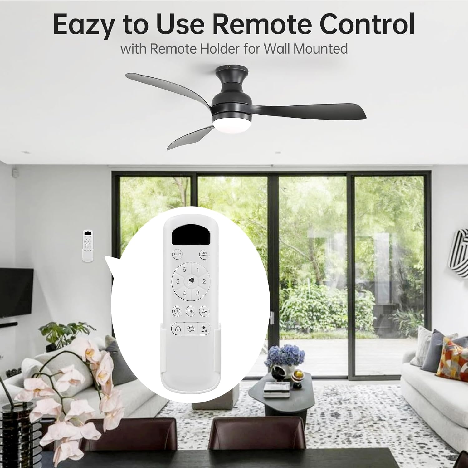 Sofucor 1 PC 52-Inch Fulsh Mount Ceiling Fan with Light,18W LED Dimmable Light with Memory Function,DC Motor,1/4/8H Timer Setting