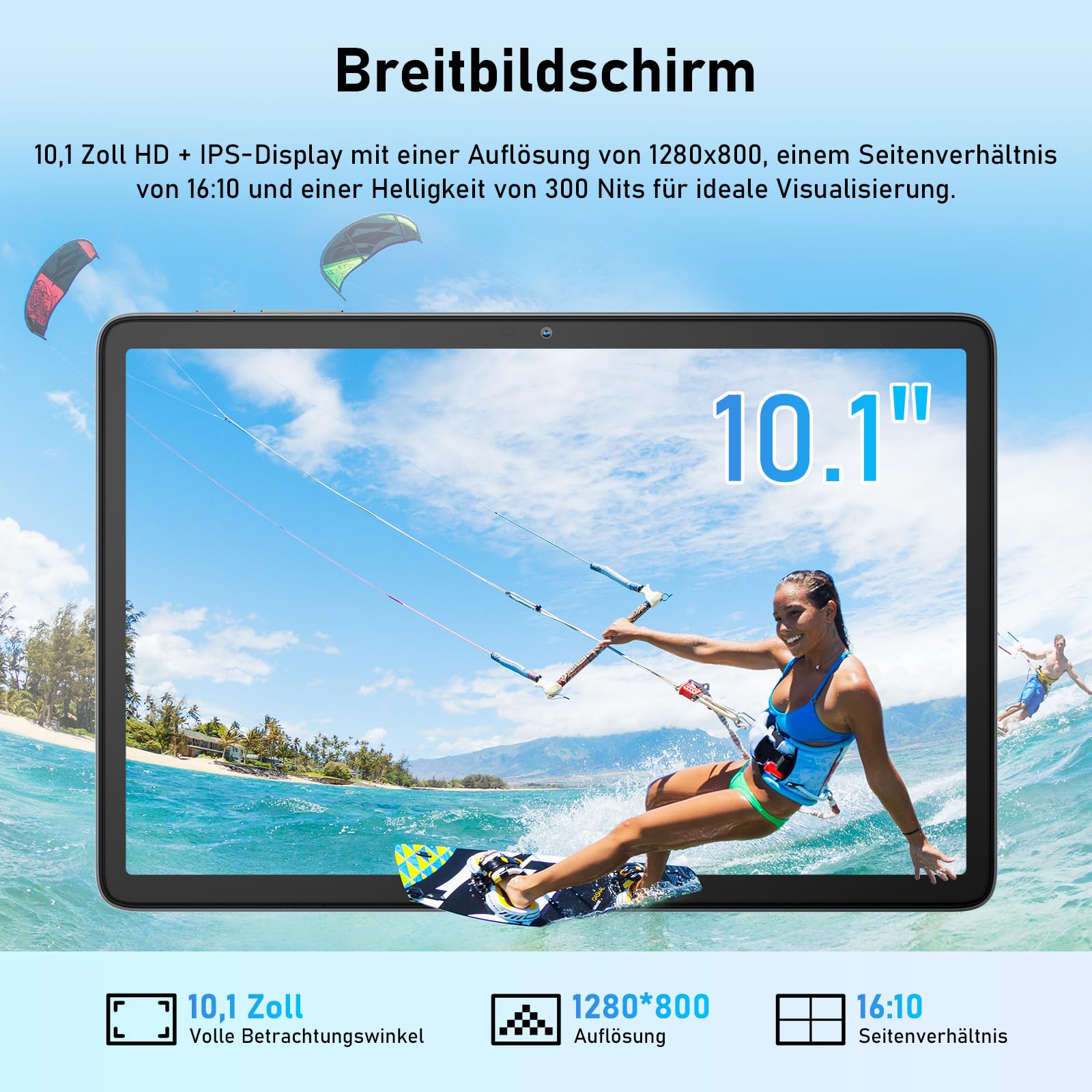 Blackview Tab60 WiFi Tablet 10 Zoll, PC Tablet Android 15, 12GB(4+8Erweiterung) RAM+128GB ROM(2TB TF), Octa Core WiFi 6, 1280 * 800 HD, Widevine L1, 5100mAh, Dual Kamera 5MP+8MP, BT 5.2