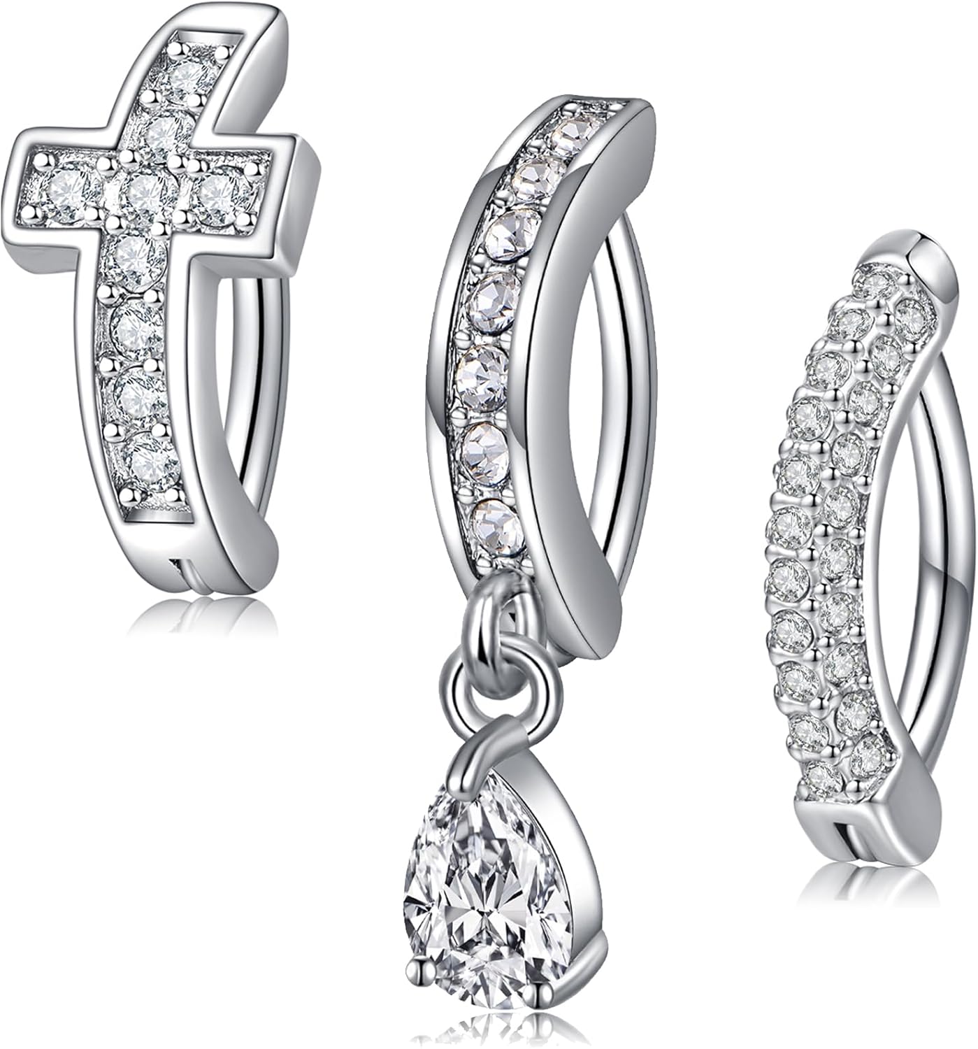 MODRSA Belly Button Ring Surgical Steel Belly Rings for Women Hypoallergenic Belly Button Rings Clicker Belly Button Ring Belly Piercing Silver Rose Gold Pink Black Navel Rings for Women