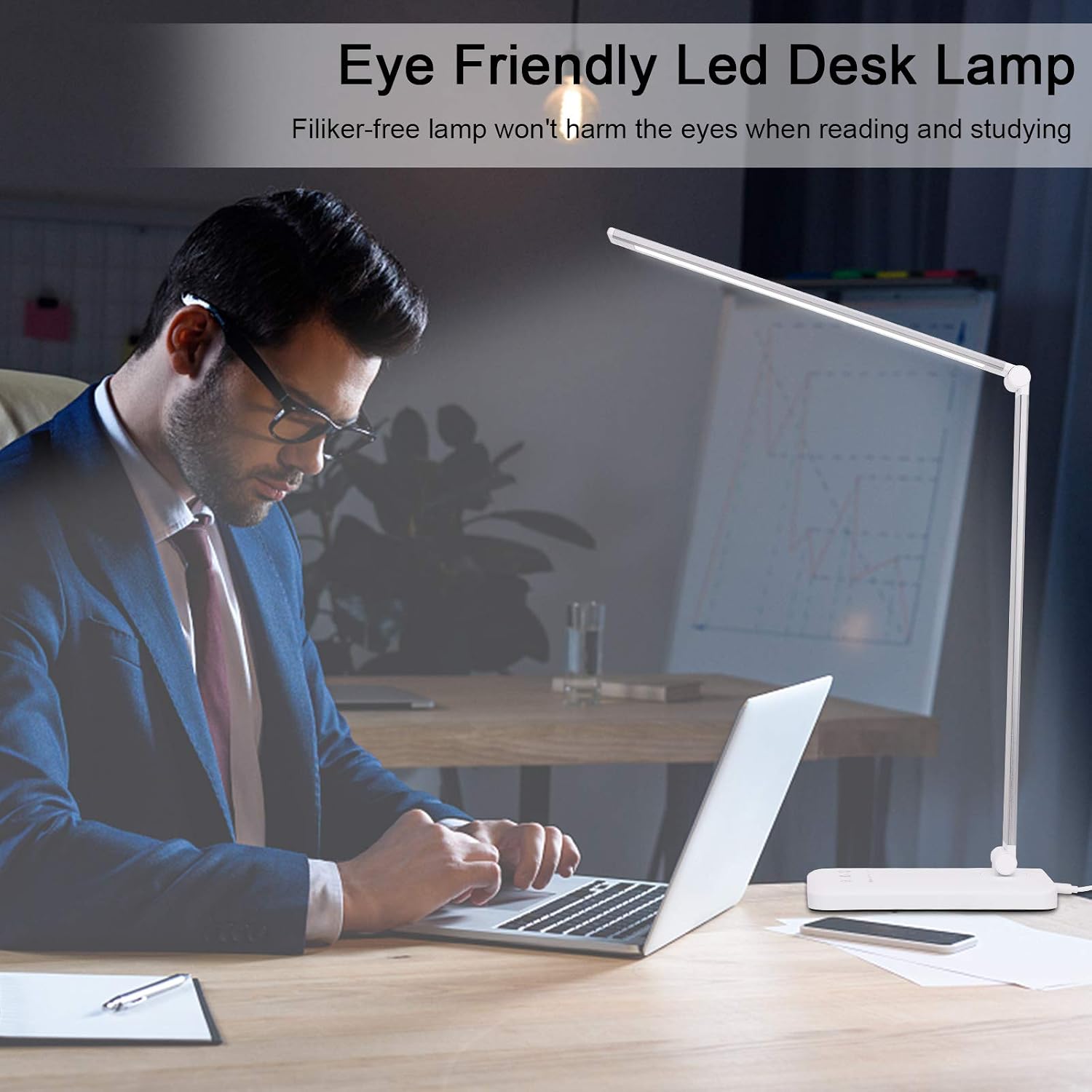 LED Desk Lamp , Dimmable Eye-Caring Desk Light , USB Charging Port , 5 Lighting Modes , 10 Brightness Levels , Touch Control , 30/60 min Auto Timer , Folding LED Desk Lamp , Eye-Caring Office Lamp…