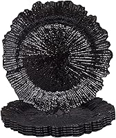 Vista 10 de MAONAME Platos Base Naranjas, Platos Base de Arrecife para Plato de Cena, Platos Base de Plástico de 13 Pulgadas para Decoración de Bodas, Juego de 6