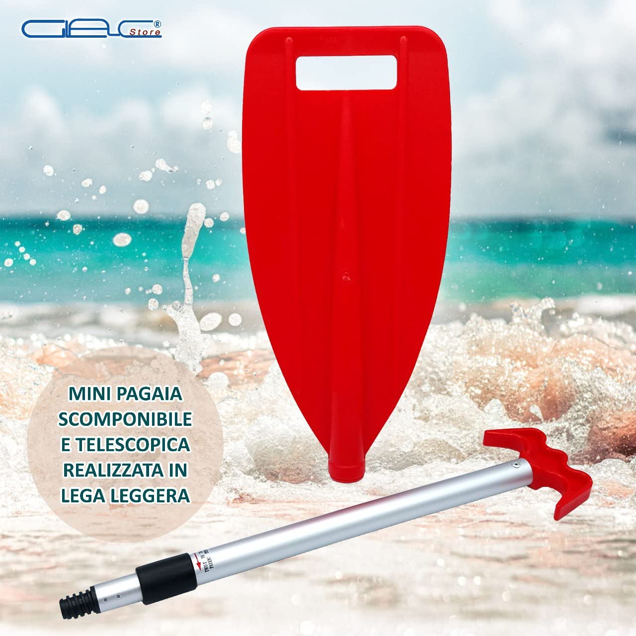 Pagaia Telescopica Portatile con Sacca Lega Leggera di Alluminio ABS da 81 cm a 107 cm Canoa Kayak SUP Gommone