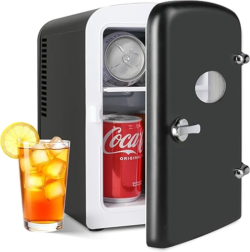 YSSOA Mini nevera portátil de 4L/6 latas con ventana de observación, enfriador y calentador compacto sin freón, pequeño refrigerador para cuidado de