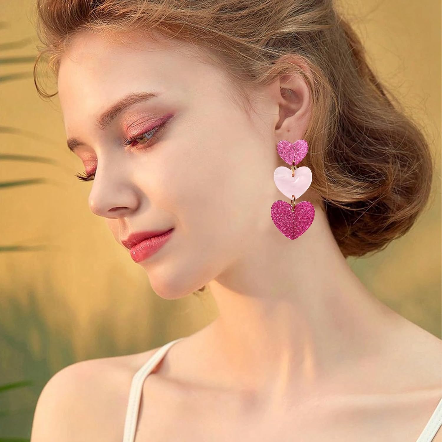 Heart Stud Earrings for Women Valentine's Day Earrings Pink Heart Earrings Fashion Jewelry - Image 2
