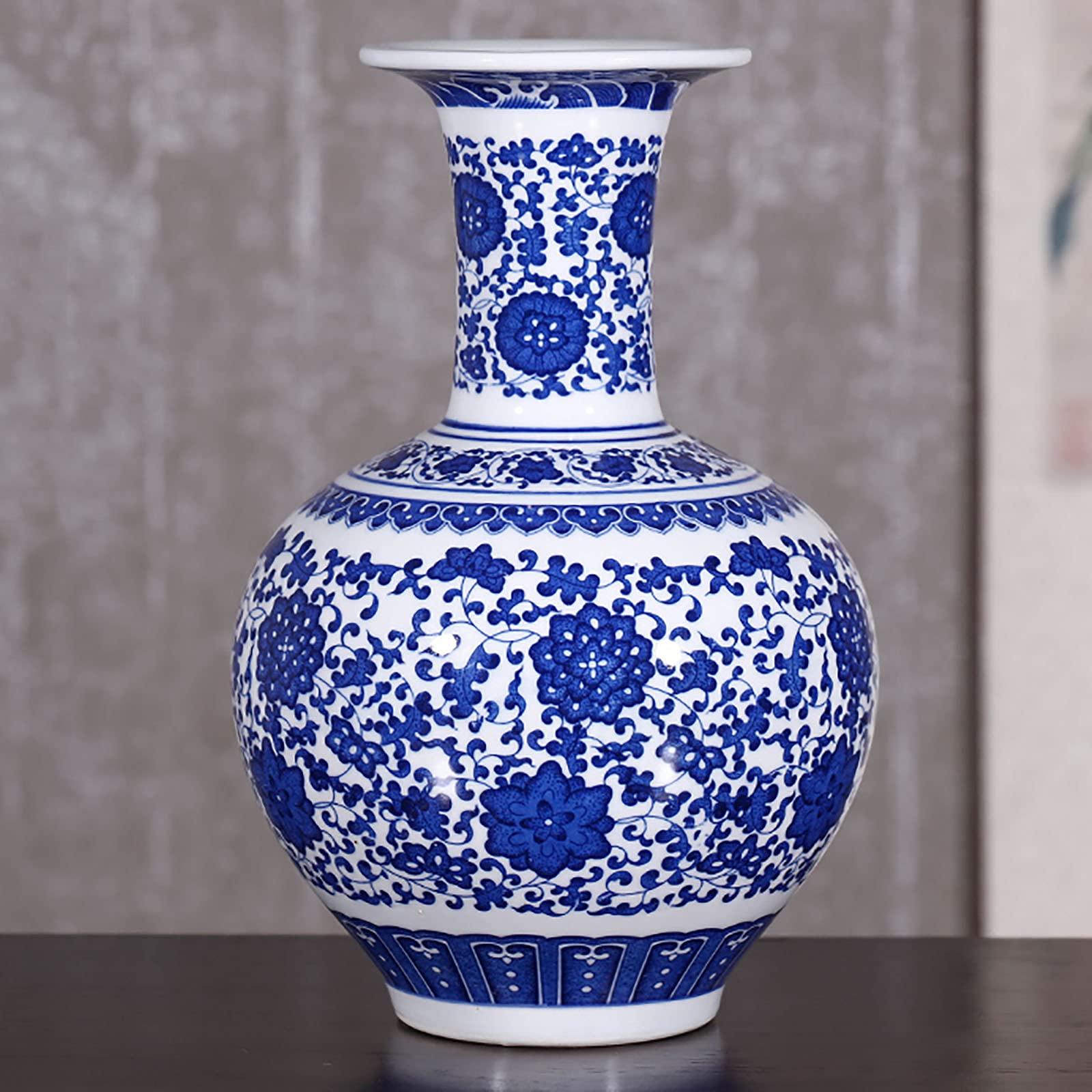 Vase en porcelaine fait main de Jingdezhen style Ming haut 33cm pour fleur