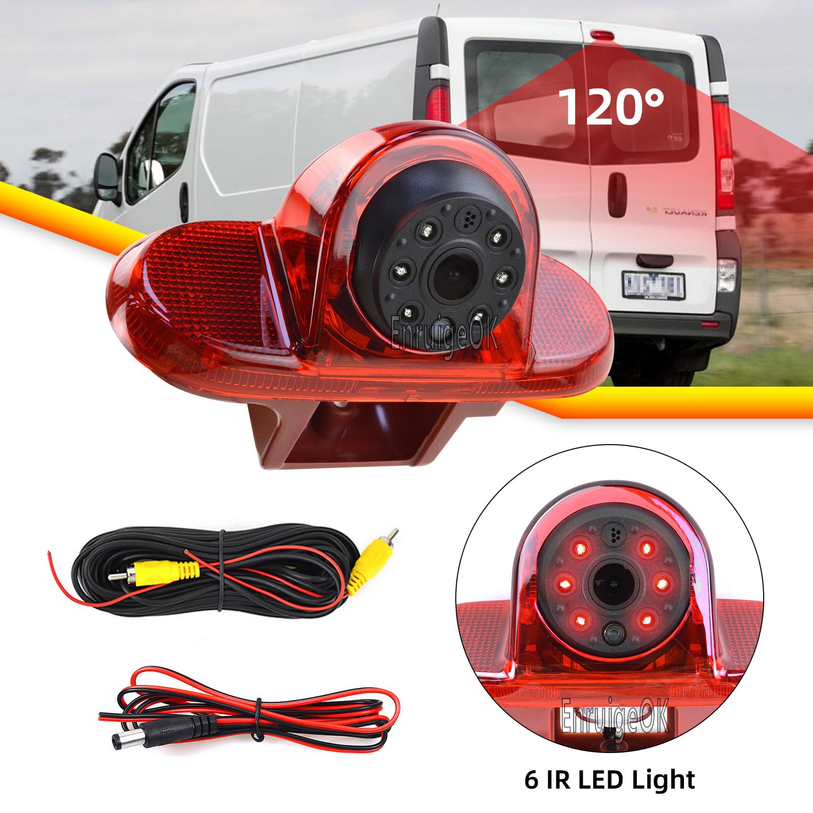 Samochodowa kamera cofania, światło hamowania, kamera cofania z 5-calowymi 2 wspornikami, zestaw monitora do Renault Trafic Opel/Vauxhall Vivaro (2001-2014), system parkowania kamery cofania