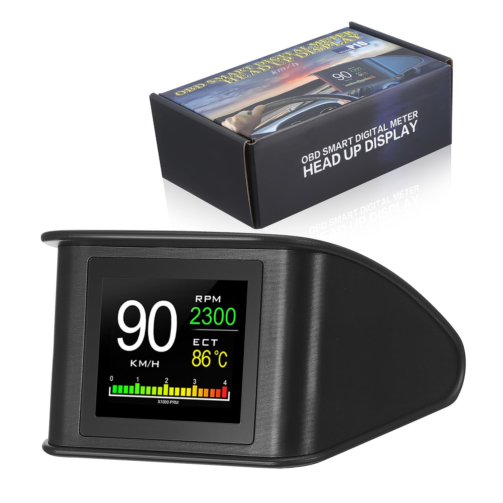 KOMBIUDA Tachimetro Digitale per Auto con Display Hud Portatile in Abs e Pc, Monitor Velocità per Viaggio e Guida a Lunga Distanza, Sicurezza Migliorata e Schermo Lcd Chiaro