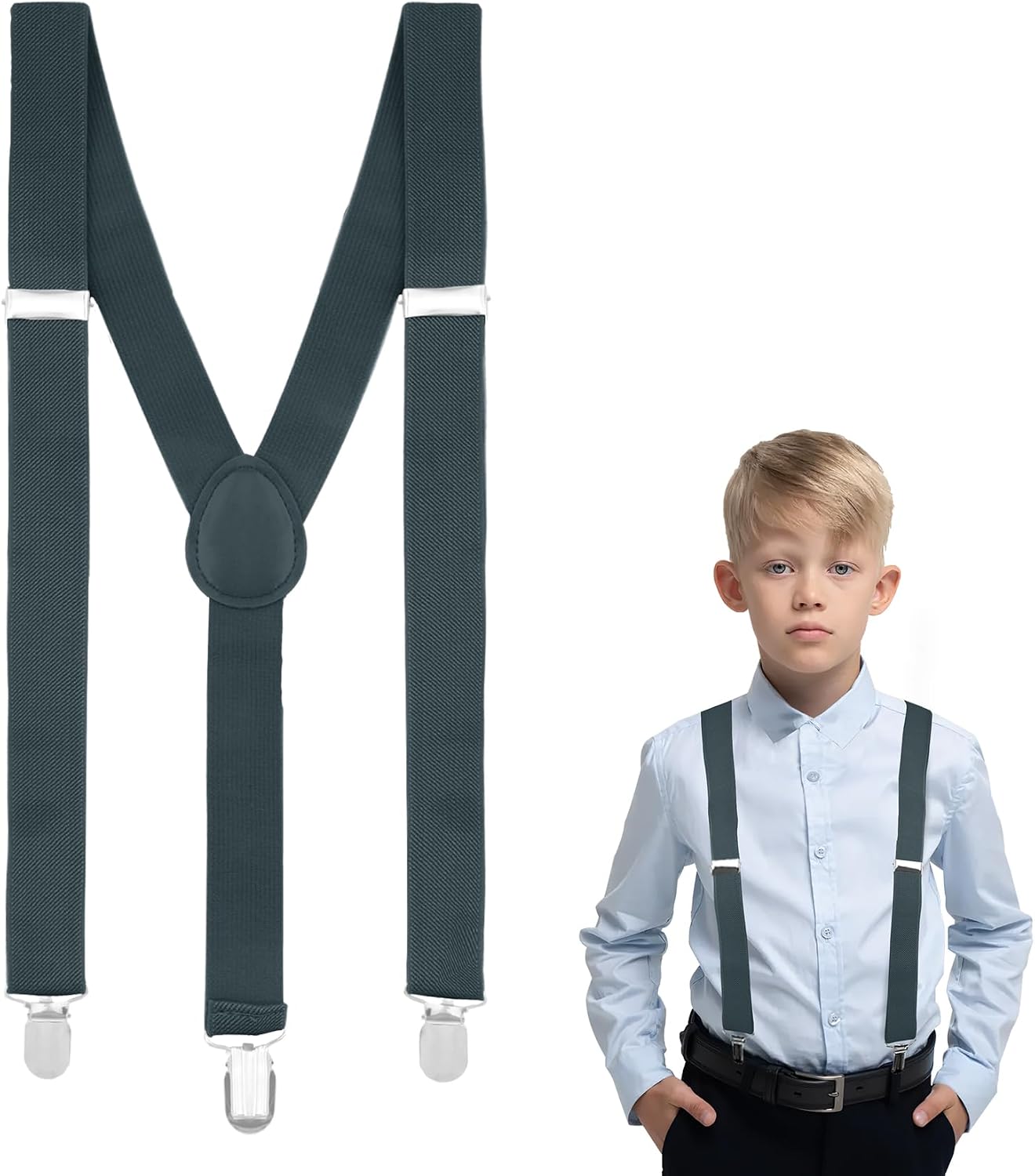 Suspenders for Boys and Girls,Elastic Y-Back Design Suspenders with Strong Metal Clips