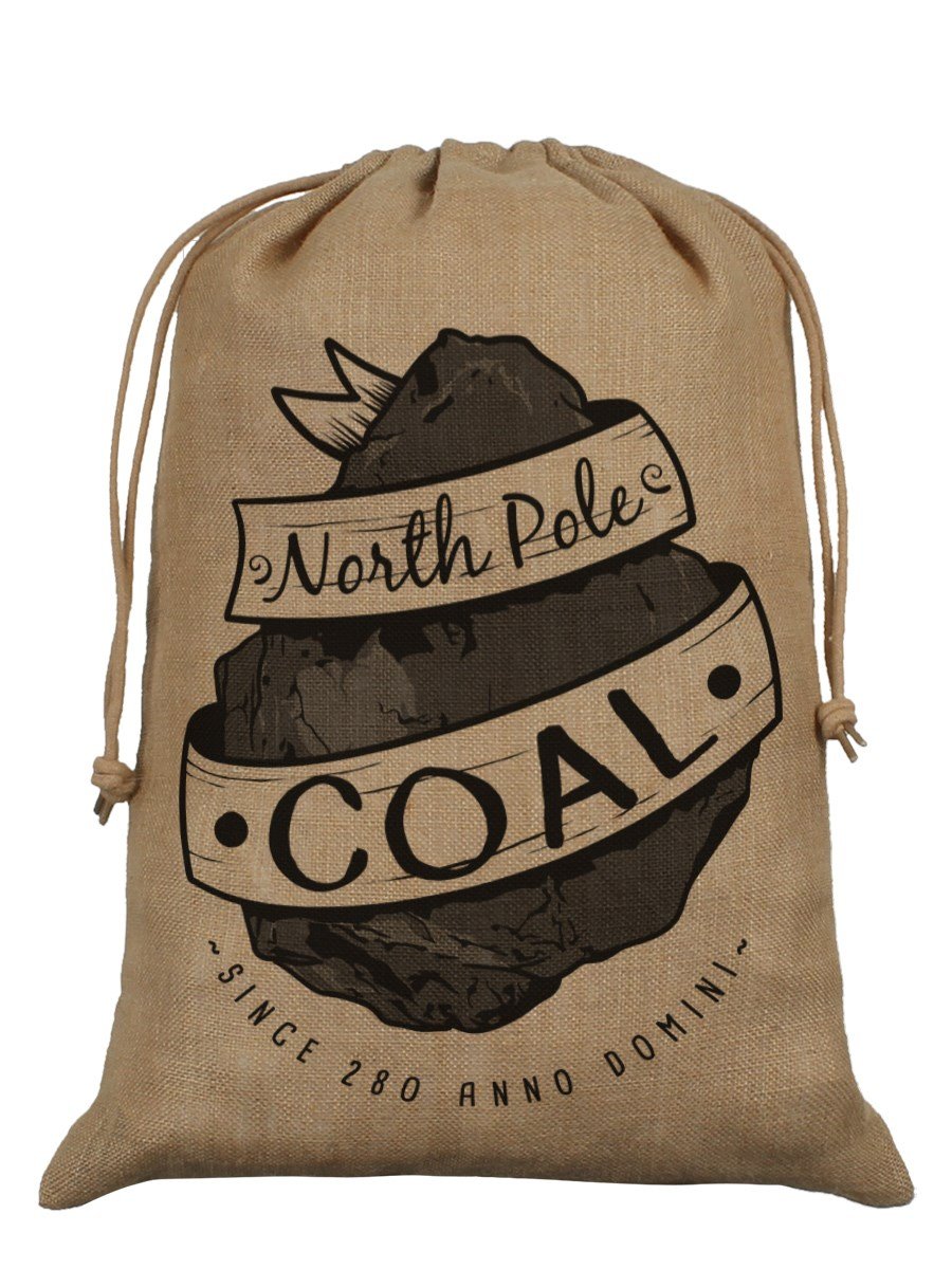 Grindstore Brown North Pole Coal Hessian Santa Sack 40X55cm