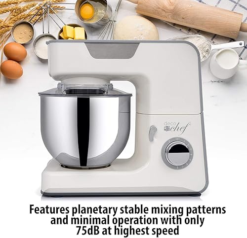 Miniatura 8 de Deco Chef Batidora de pie de cocina de 5.5 cuartos de galón, motor de 8 velocidades de 550 W con funcionalidad de pulso, incluye gancho para masa,