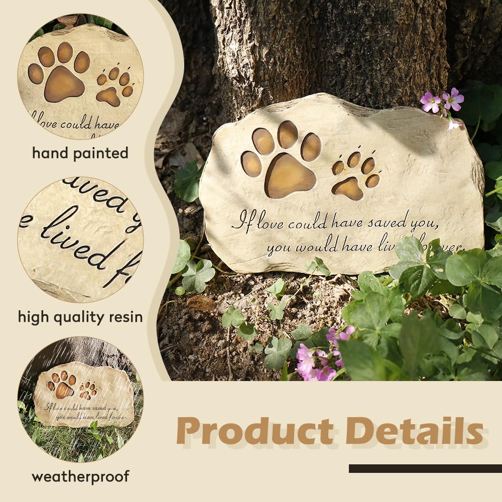 JSYS - Marcador de Piedra Conmemorativa para Perro o Gato para Jardín al Aire Libre, Patio Trasero o Césped.