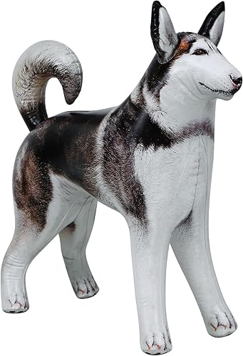 Jet Creations Perro Husky inflable de Alaska animal de mascotas de 32 pulgadas de largo para decoración de fiestas regalo de animales de peluche