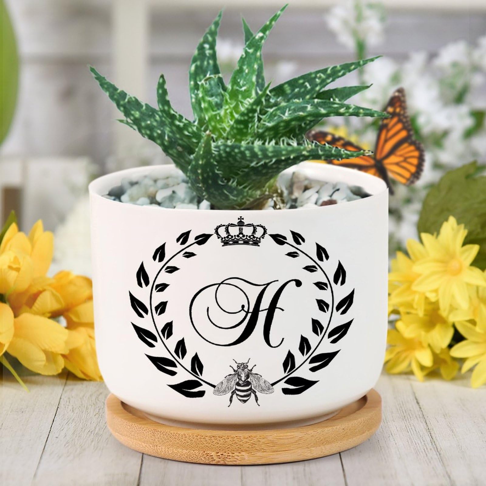 Amazon.com: Evans1nism Set of 2 Initial Letter H Planters for